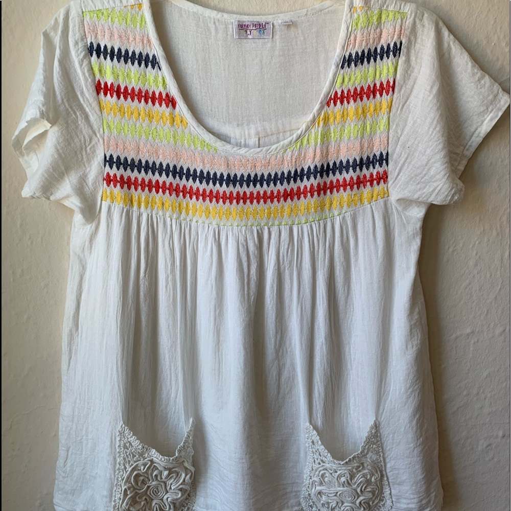 Funky People Embroidered Babydoll Tee